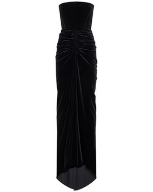 Alex Perry Velvet Strapless Gathered Dress - Black