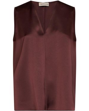 Blanca Vita Wine Envers Satin Telby V-Neck Tank Top - Purple