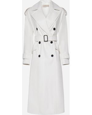 Blanca Vita Faux Leather Double-breasted Trench Coat - White
