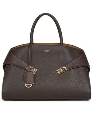 Ferragamo Hug Bicolor Handbag (L) - Brown