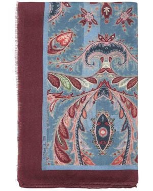 Etro Wool And Cashmere Blend Scarf - Blue
