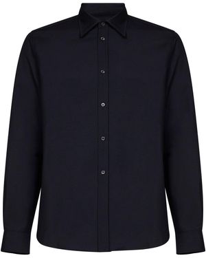 Jil Sander Dark Wool And Mohair Canvas Shirt - Blue
