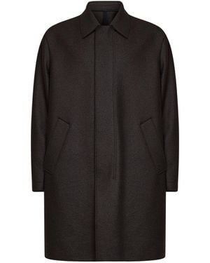 Harris Wharf London Dark Felted Wool Single-Breasted Zipped Coat - Black