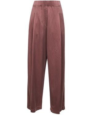 Dries Van Noten Cupro Cotton Blend Wide-Leg Pants - Purple