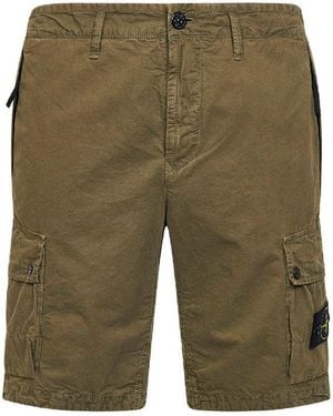 Stone Island Military Organic Cotton Twill Cargo Bermuda Shorts - Green