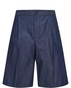 Hevò Chambray Torre Lapillo Bermuda Shorts - Blue
