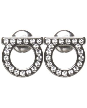Ferragamo Gancini Crystal Earrings - White