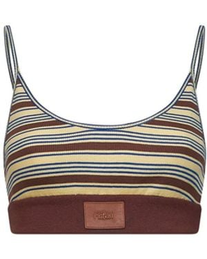 Fendi Striped Cotton Knit Bralette Top - Multicolour