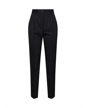 Dolce & Gabbana Pinstriped Stretch Wool Cigarette Trousers - Black