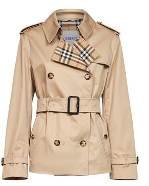 Burberry Honey Gabardine Lakefield Trench Coat - Natural