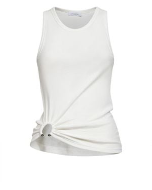 Rabanne Ribbed Stretch Cotton Tank Top With Piercing - White