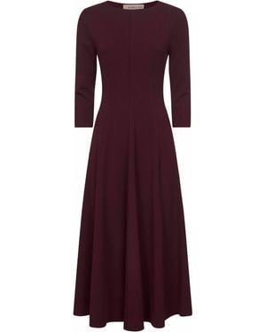 Blanca Vita Burgundy Stretch Jersey Asia Flared Midi Dress - Purple