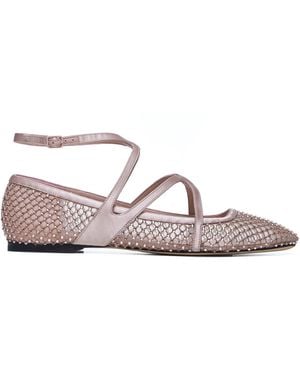Jimmy Choo Astoria Satin And Mesh Ballet Flats - Pink