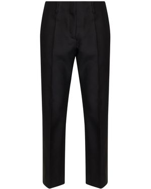 Dries Van Noten Rounded Wool Silk Tailored Cropped Trousers - Black