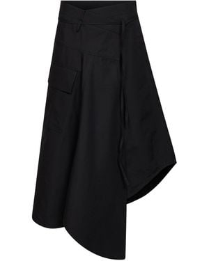 Bottega Veneta Long Asymmetric Cotton Skirt - Black