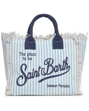 MC2 Saint Barth Light And Cream Colette Handbag With Shoulder Strap - Blue