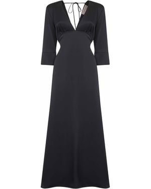 Blanca Vita Midnight Satin Albox Long Dress - Black