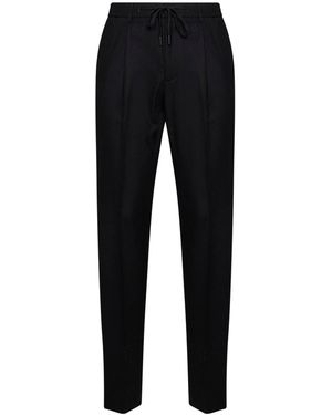 Tagliatore Stretch Wool Newman Tailored Drawstring Pants - Black