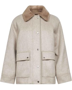 Brunello Cucinelli Greige Cashmere Blouson With Detachable Vest - Natural