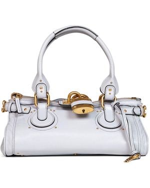 Chloé Greyish Paddington Shoulder Bag - White