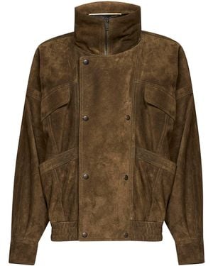 Saint Laurent Suede Balloon Bomber Jacket - Green