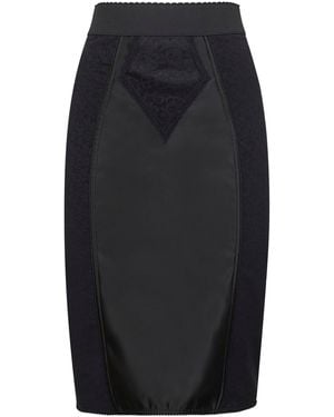 Dolce & Gabbana Lace And Marquisette Elastic Midi Skirt - Black
