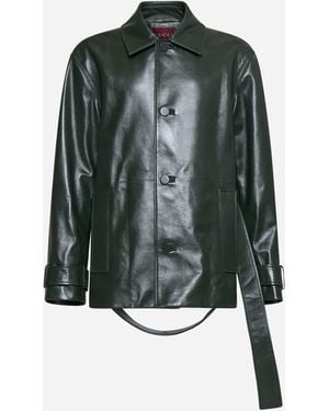 Gucci Leather Short Trench Coat - Green