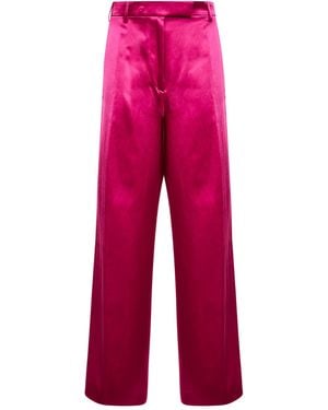 Dries Van Noten Fuchsia Satin Wide-Leg Trousers - Red