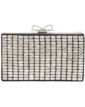 Self-Portrait Crystal-Embellished Clutch Bag With Shoulder Strap - White