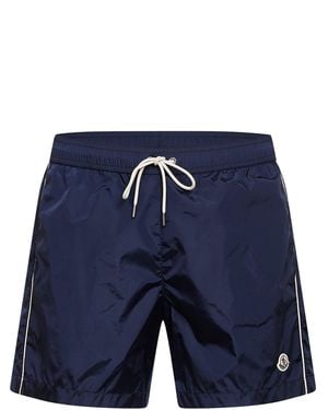 Moncler Nylon Logo Patch Swim Shorts - Blue