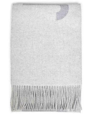 Jacquemus Wool The Fringe Logo Scarf - White
