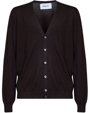 D 40 Virgin Wool Knit V-Neck Cardigan<Br - Black
