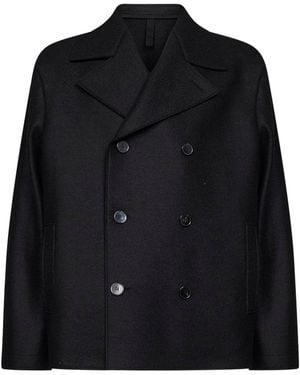 Harris Wharf London Felted Wool Oversized Double-Breasted Peacoat - Black