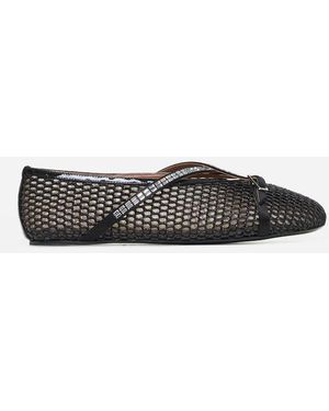 D'Accori Black Honeycomb Mesh Bambi Ballet Flats - White