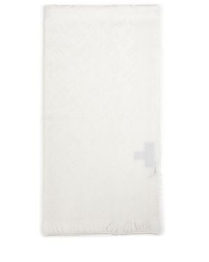 Tagliatore Jacquard Virgin Wool Logo Scarf - White