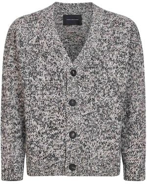 Tagliatore Two-Tone Melange Virgin Wool Cardigan - Gray