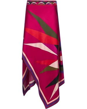 PUCCI Hawaii Print Silk Twill Scarf Skirt - Pink