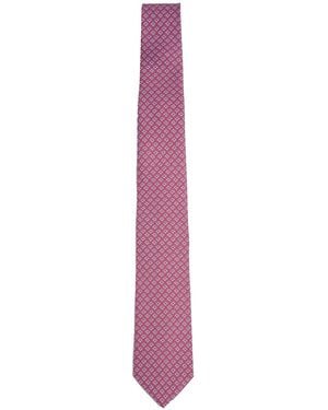 Ferragamo Silk Tetris Print Tie - Purple
