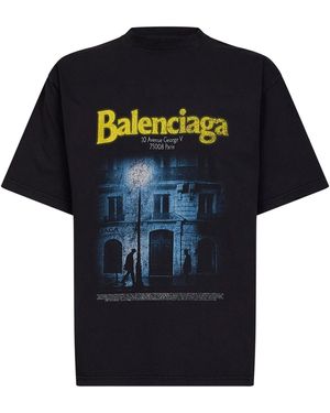 Balenciaga Washed The Address Medium Fit T-Shirt - Black