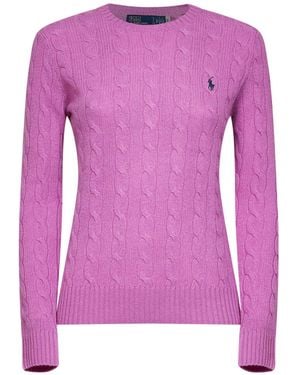 Polo Ralph Lauren Thistle Cable-Knit Wool And Cashmere Sweater - Purple