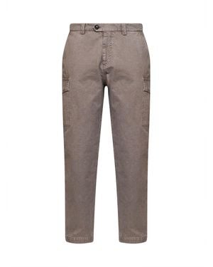 Brunello Cucinelli Granite Color Peached Cotton Gabardine Cargo Pants - Gray