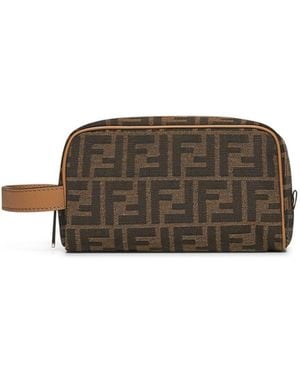 Fendi Ff Jacquard Fabric Toiletry Bag - Brown