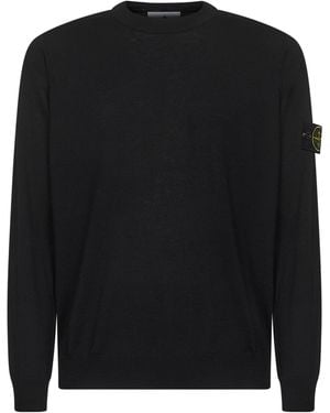 Stone Island Virgin Wool Crewneck Jumper - Black