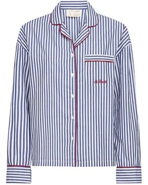 MC2 Saint Barth Striped Poplin Astra Pajama-Style Shirt - Blue
