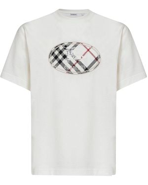 Burberry T-Shirt Knight Stamp Check Chalk Cotton - Grey