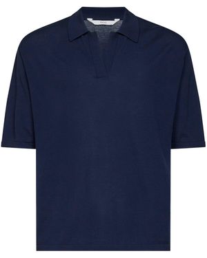 Hevò Cotton Knit Taranto Oversized Polo Shirt - Blue