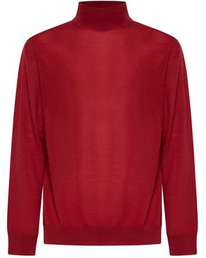 D 40 Virgin Wool Mock Neck Jumper - Red