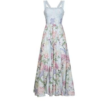 Charo Ruiz Light Printed Cotton Blend Crissy Long Dress - White