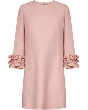 Valentino Crepe Couture Short Dress With Ruffles - Pink
