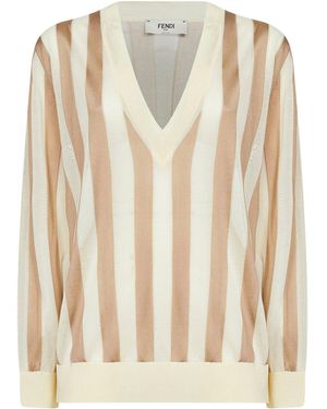 Fendi Pequin Silk And Cotton Jumper - White